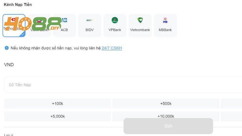 Thao tác nạp tiền Ho88 dễ dàng và an toàn